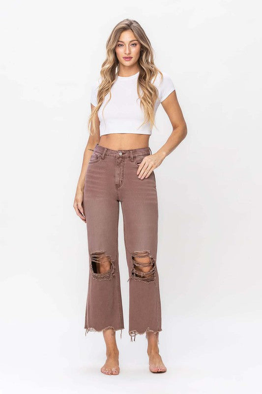 90's Vintage Crop Flare Jeans