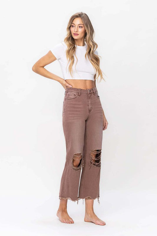 90's Vintage Crop Flare Jeans