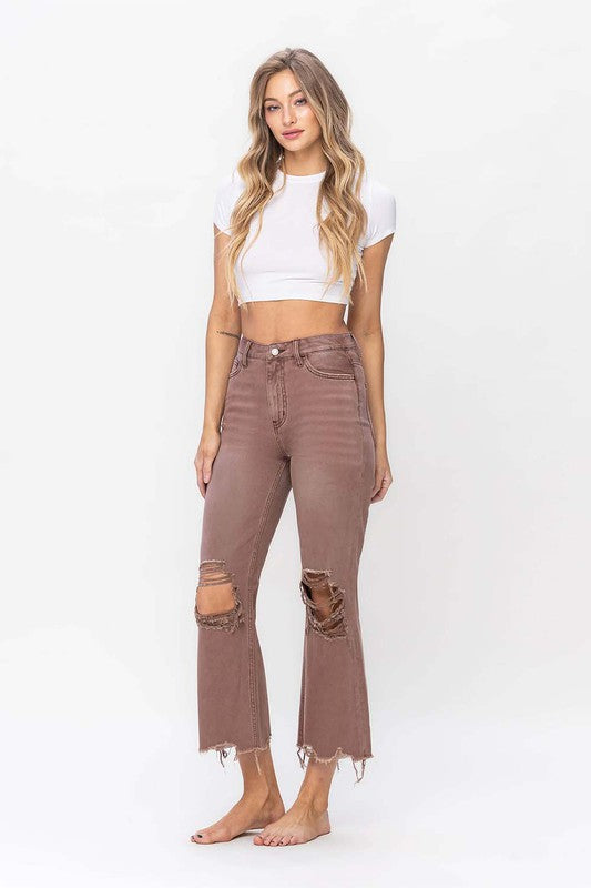 90's Vintage Crop Flare Jeans