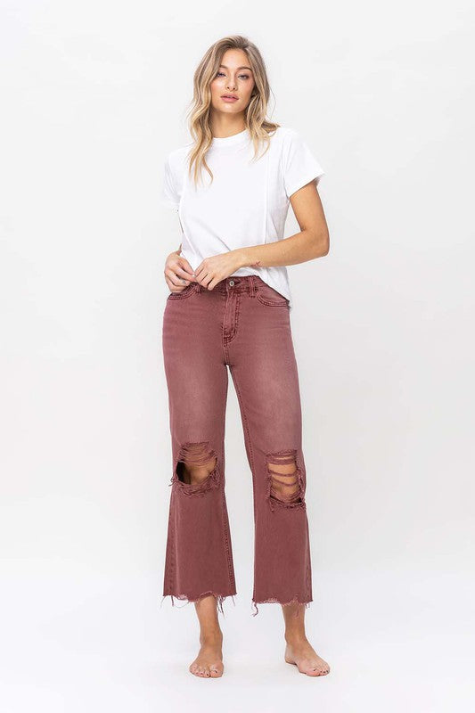 90's Vintage Crop Flare Jeans