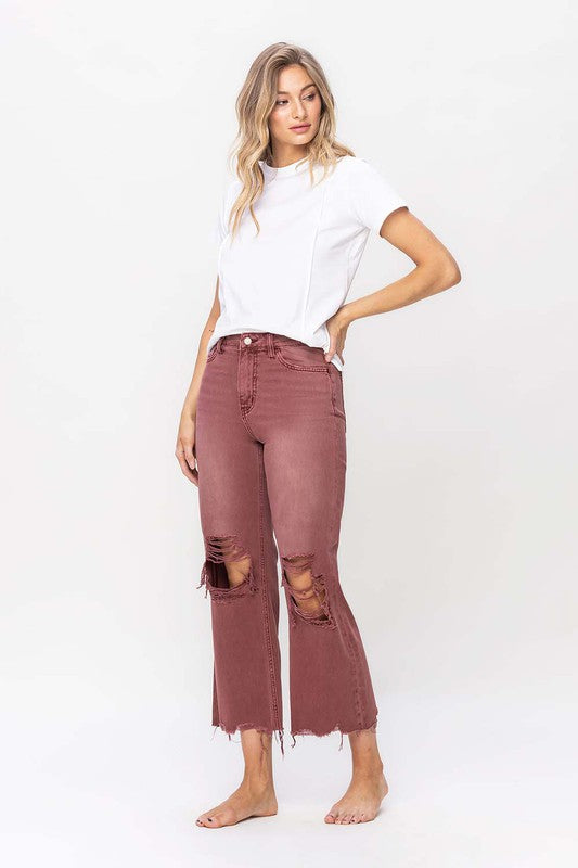 90's Vintage Crop Flare Jeans