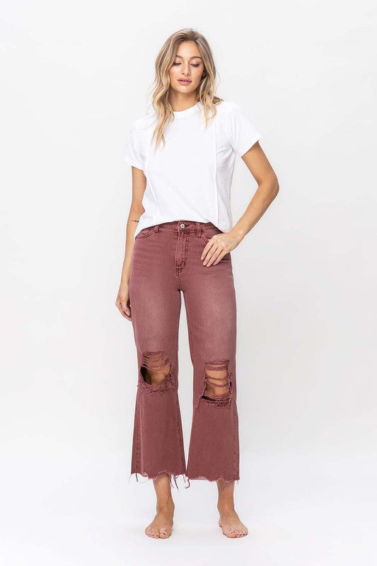 90's Vintage Crop Flare Jeans